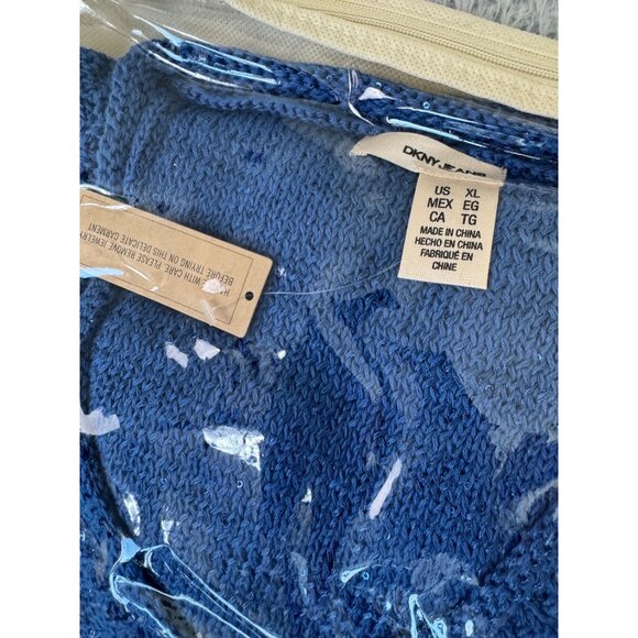 DKNY Jeans Womens Sequin V-Neck Sweater XL Blue Light Soft Comfortable - Picture 11 of 11